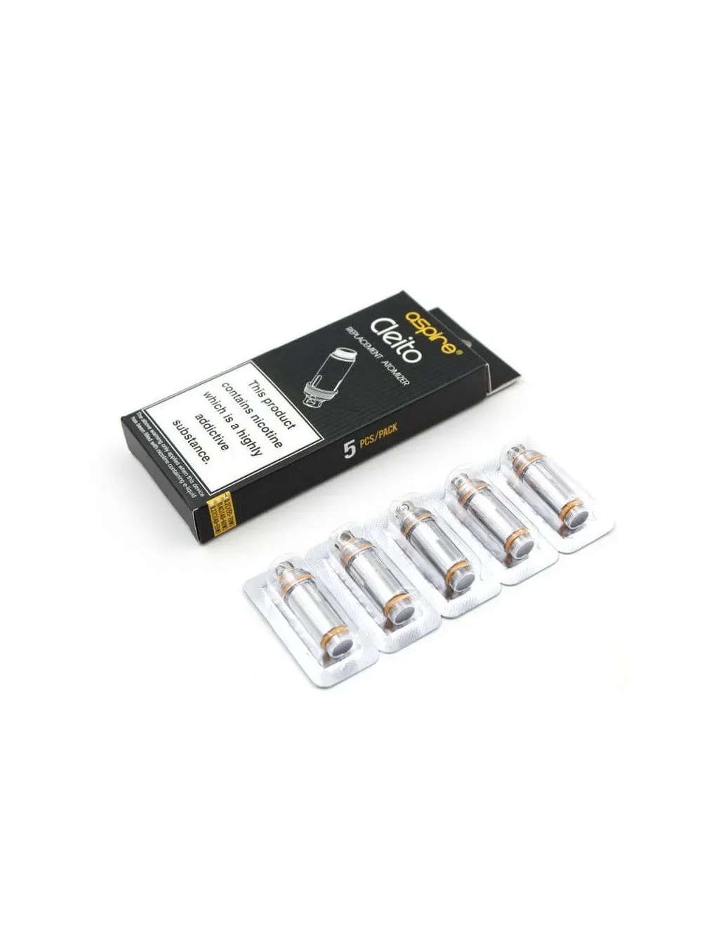 100% Genuine Aspire Cleito Replacement Coils Heads (Pack of 5) – 0.2Ω, 0.27Ω, 0.4Ω & SS316L