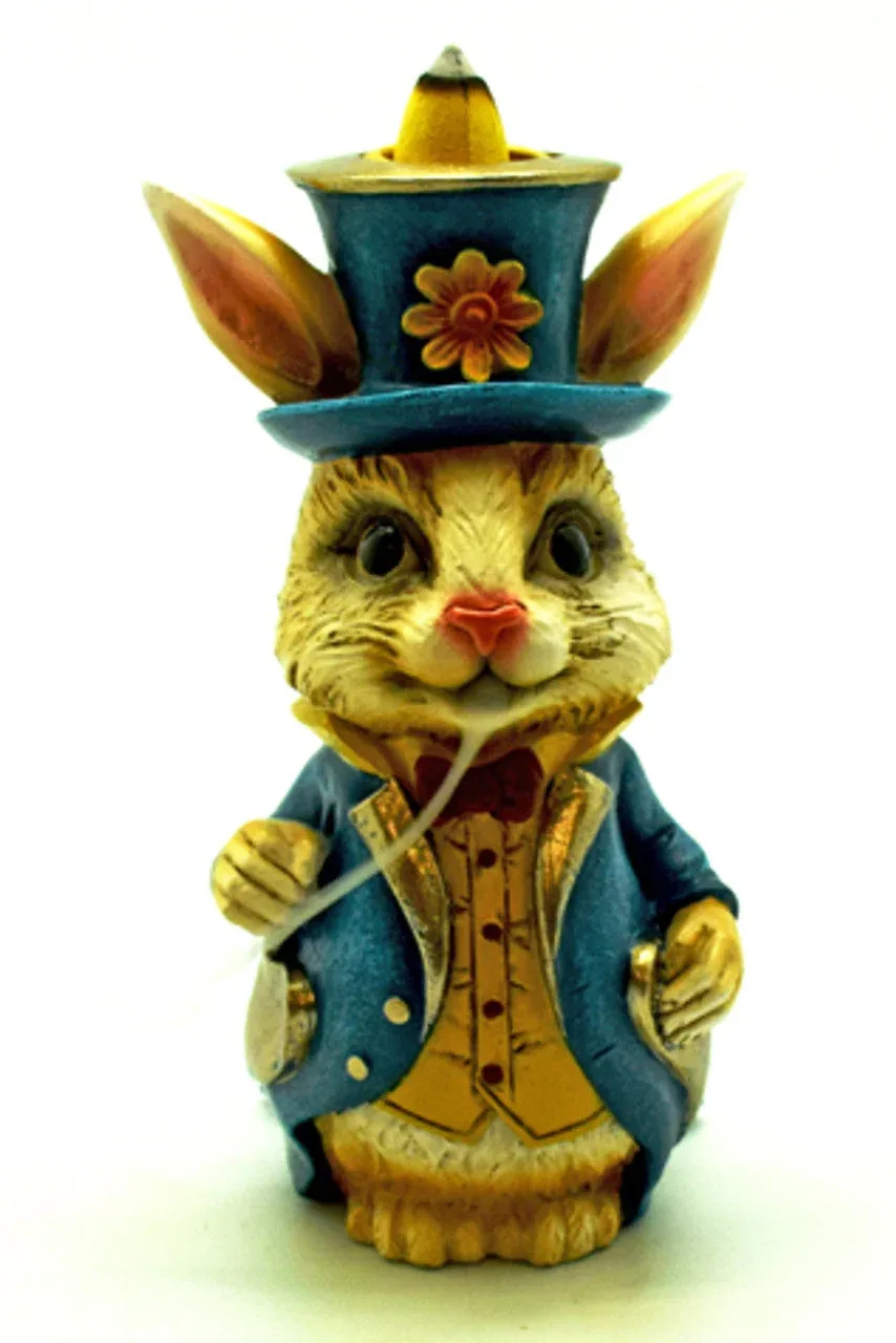 Alice in Wonderland Rabbit Backflow Cone Incense Burner 6.25”