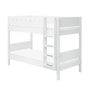 Bunk Bed 154 cm with Straight Ladder and Safety Rail, 90x200 cm, WHITE