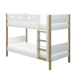 Bunk Bed 154 cm with Straight Ladder and Safety Rail, 90x200 cm, White/Oak