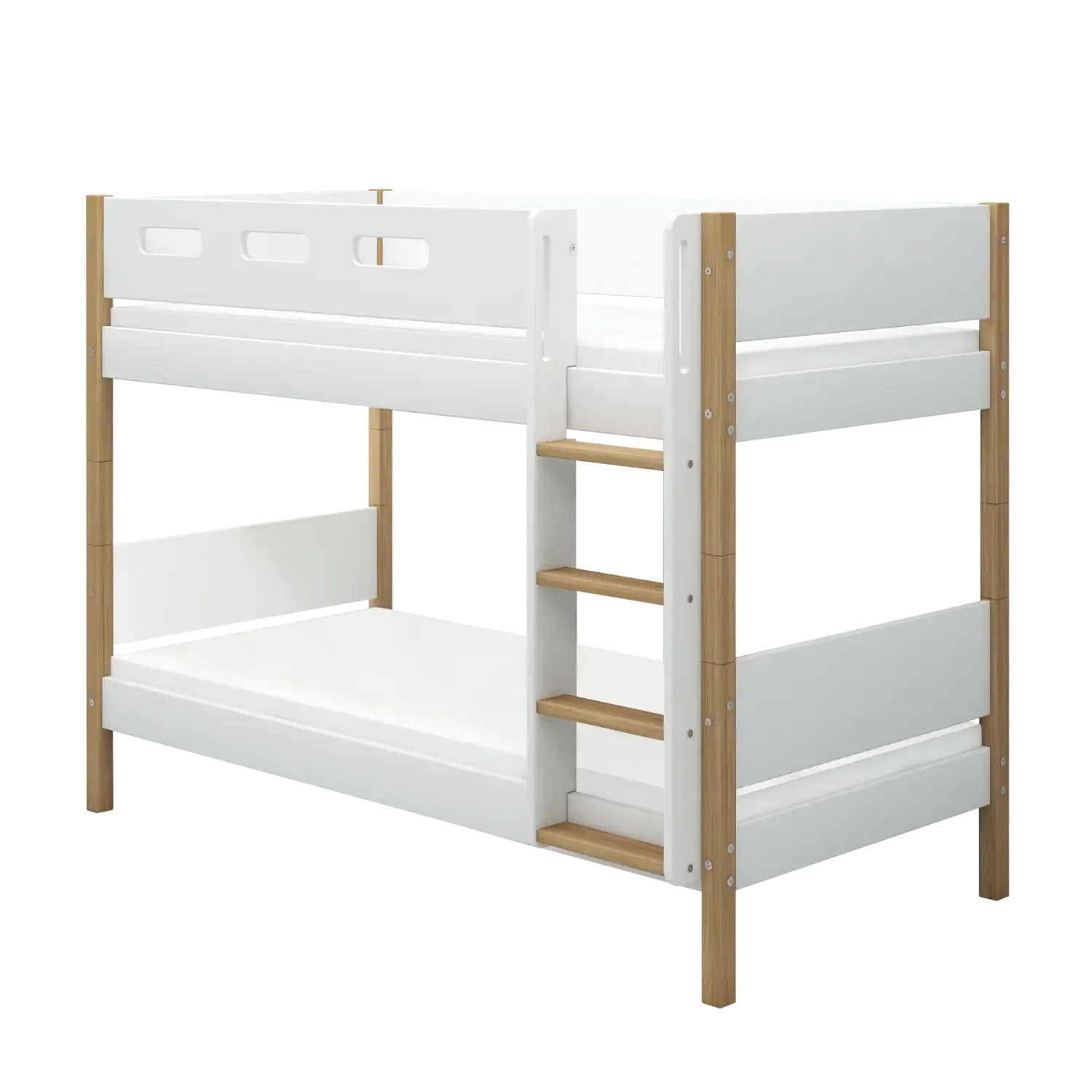 Bunk Bed 154 cm with Straight Ladder and Safety Rail, 90x200 cm, White/Oak
