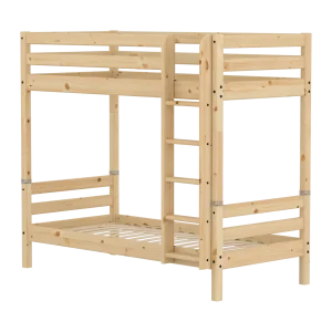 Bunk Bed with Straight Ladder and Safety Rails, 90x200 cm, Pine