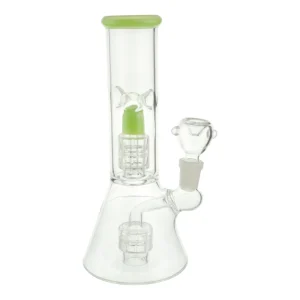 Color Tip Double Matrix Beaker Bong - 8 inches