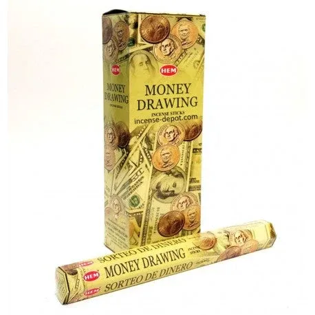 HEM Money Drawing 9″ Incense Sticks – Hex Box (20g)