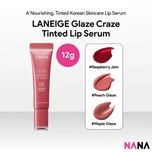 LΛNEIGE Glaze Craze Tinted Lip Serum 12g [#Raspberry Jam, #Peach Glaze, #Maple Glaze]