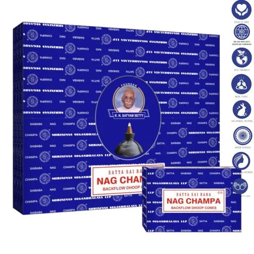 Satya Backflow Cones - Nag Champa Backflow Dhoop Incense 10 Cones