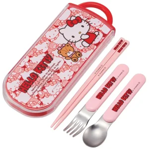 Skater Hello Kitty Lunch Box Trio Set for Kids with Cutlery