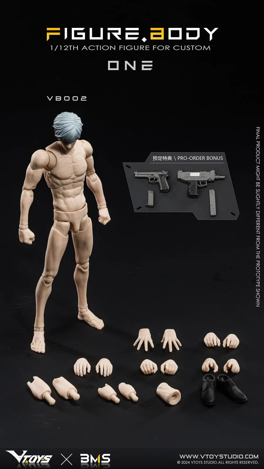 Vtoys X BMS Posable 1/12 Figure Body One VB002 White Skin Japan Action Figure - Image 2