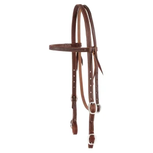 Working Tack Double and Stitched Browband Headstall, Buckle Bit Ends
