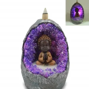 ZenN - Baby Buddha Crystal Cave LED Backflow Incense Burner 4.2x4.2x57”